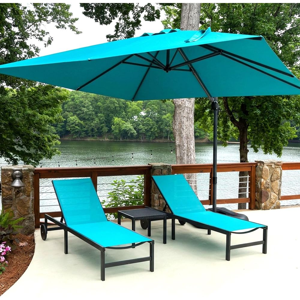 Outdoor Furniture Quick Dry - Conjunto con Ruedas y Mesa, Azul