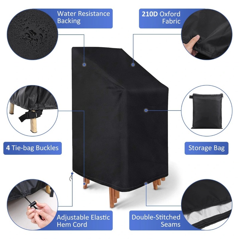 Outdoor Furniture Covers - Funda Protectora para Sillas Apilables, Impermeable