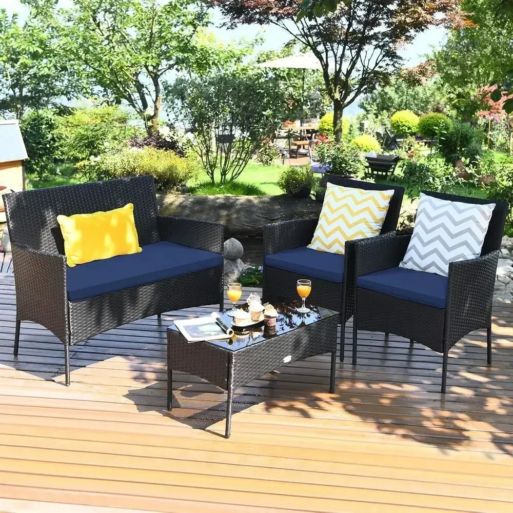 Outdoor Furniture Loveseat - Juego de muebles de mimbre para