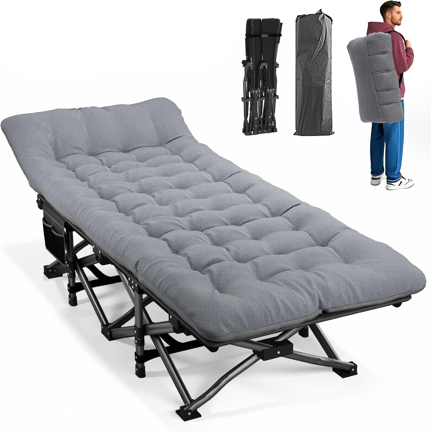 Camping Cot Foldable - Cama de Campaña Plegable para Adultos