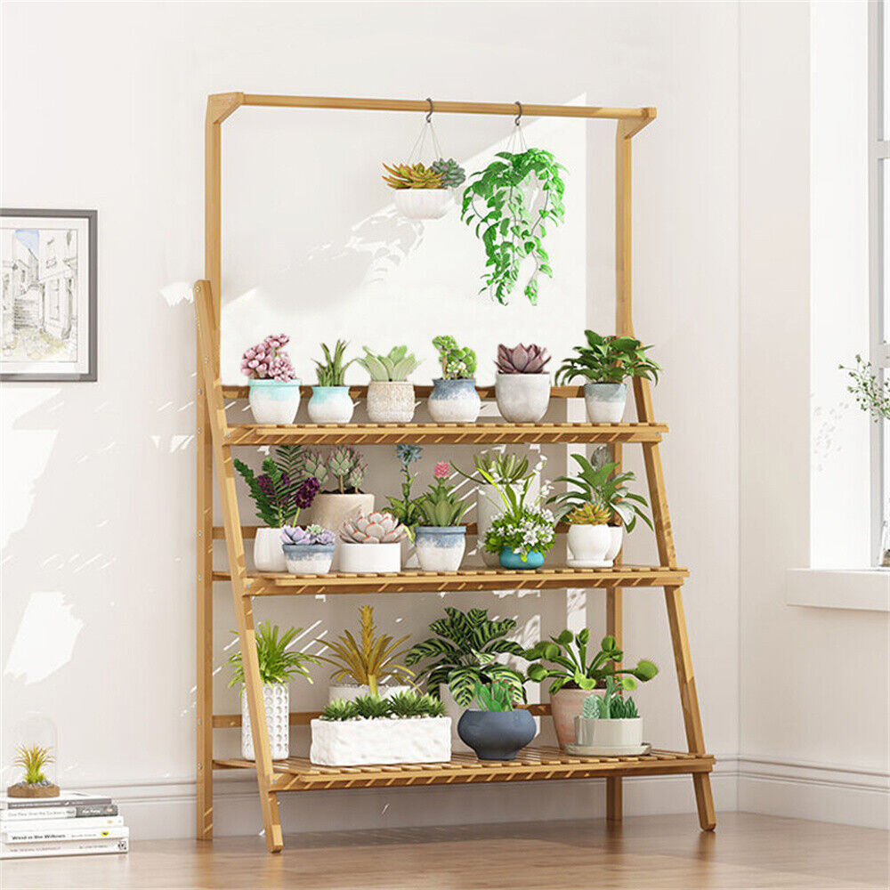 Outdoor Furniture On Sale - Soporte plegable para plantas de bambú,