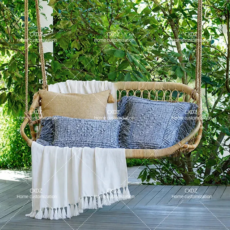 Outdoor Furniture Bali Style - Silla colgante doble de ratán para