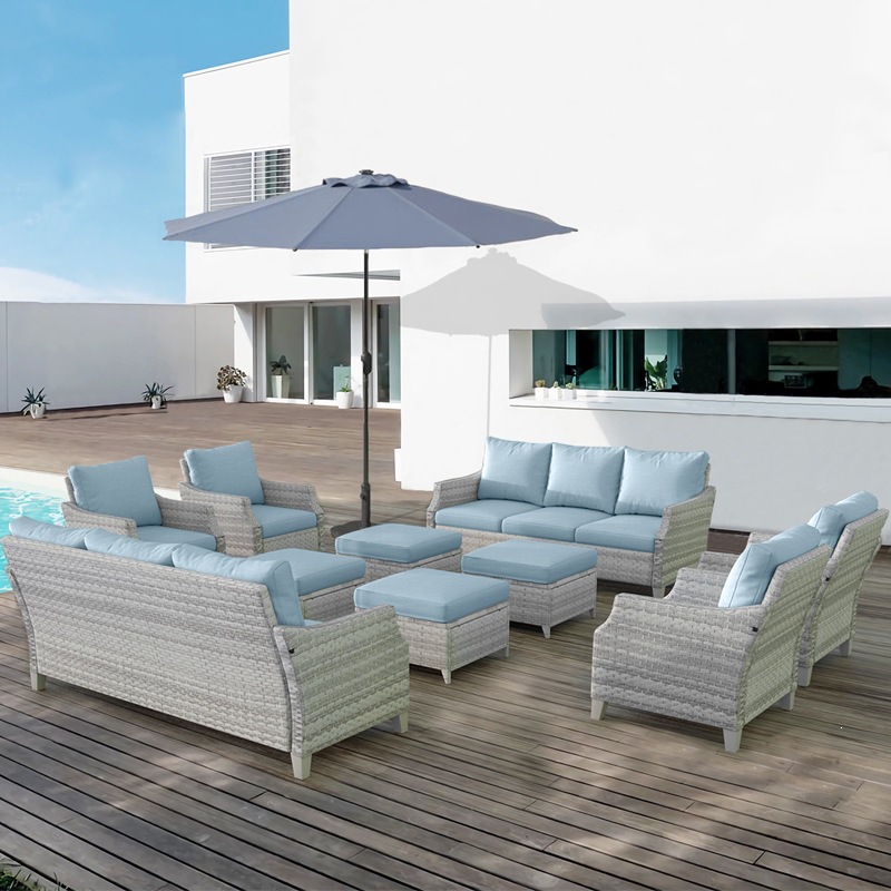 Outdoor Furniture Quick Dry - Conjunto de Sofá de Ratán Sintético