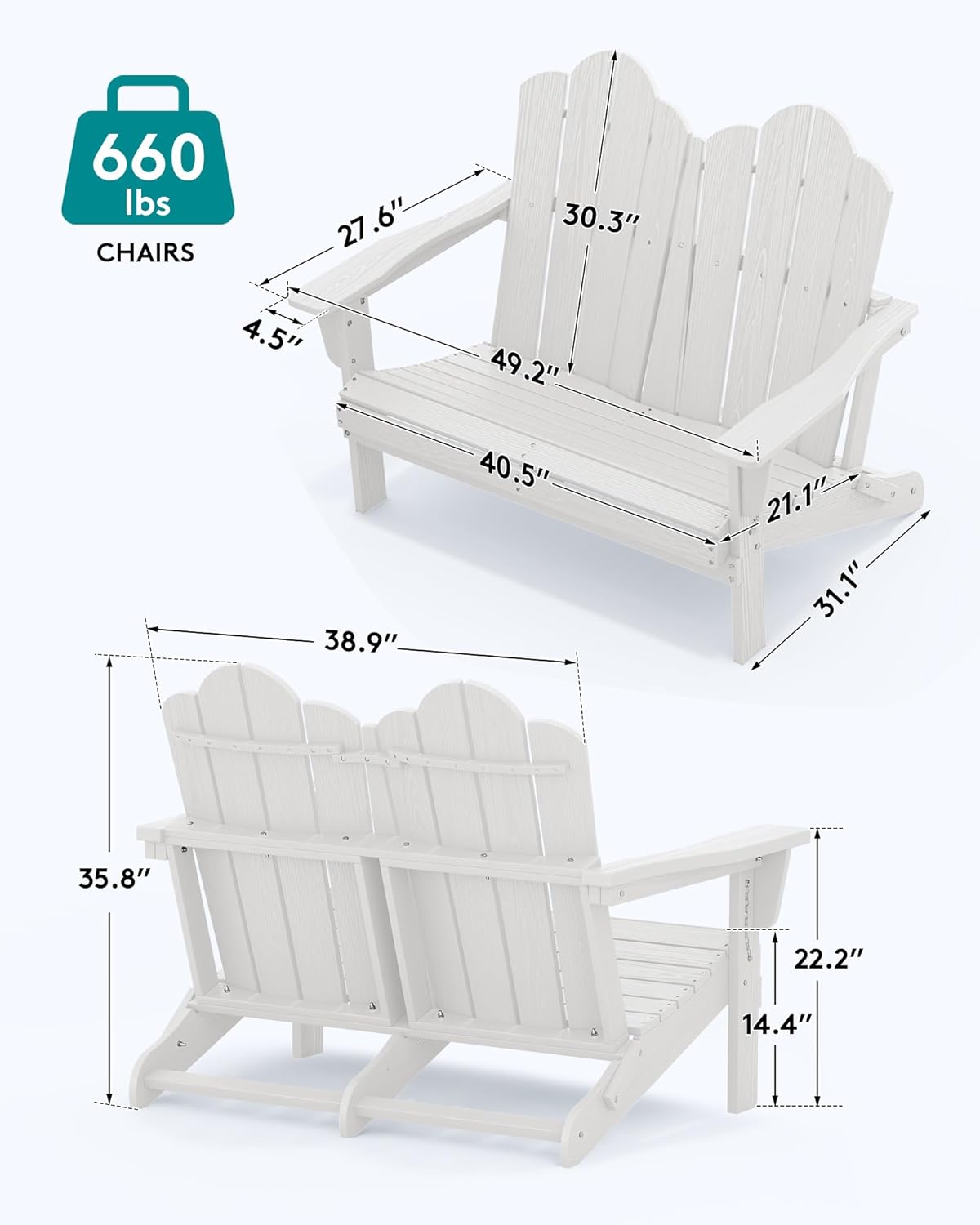 Sofá Adirondack Plegable de HD - Outdoor Furniture Loveseat reseña y precio
