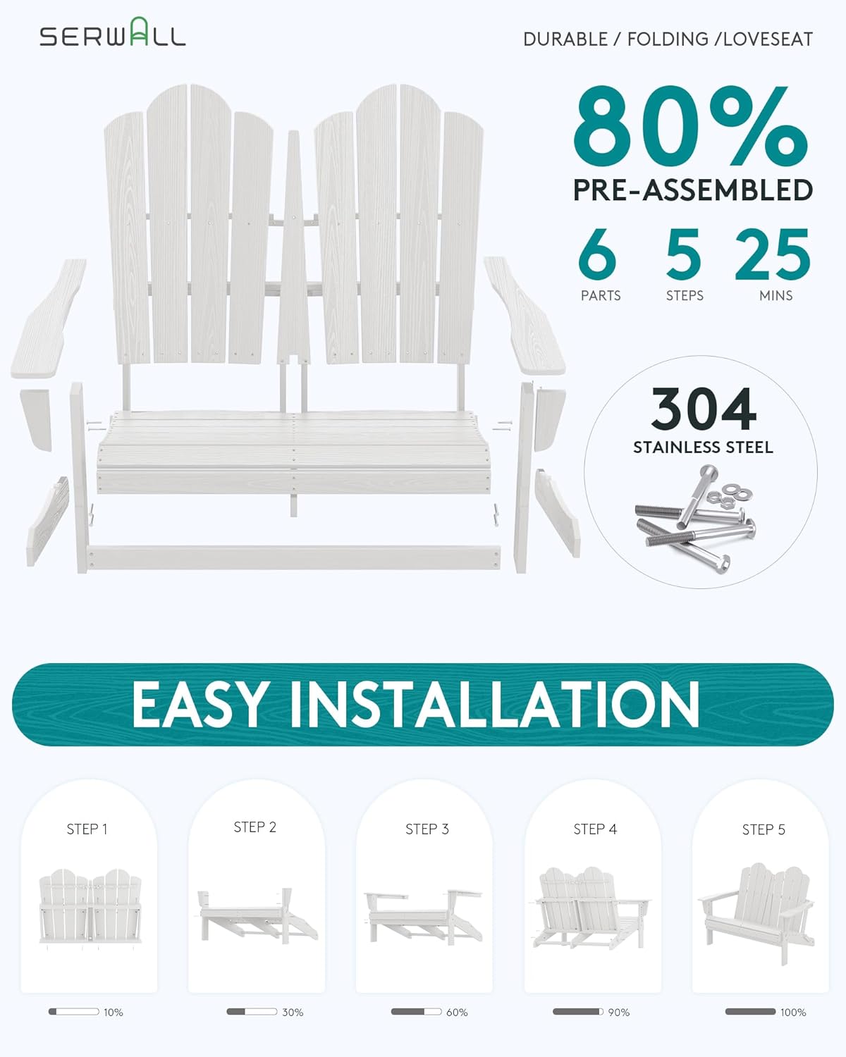 Sofá Adirondack Plegable de HD - Outdoor Furniture Loveseat reseña y precio