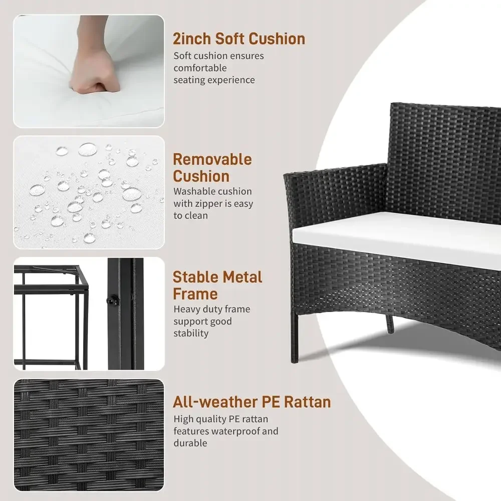 Juego de Muebles de Patio de 4 - Outdoor Furniture Loveseat reseña y precio