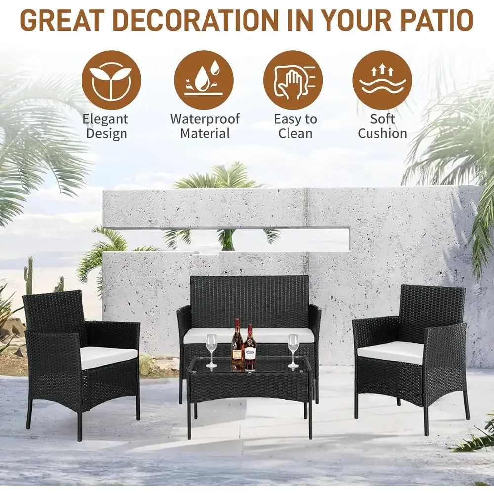 Juego de Muebles de Patio de 4 - Outdoor Furniture Loveseat reseña y precio