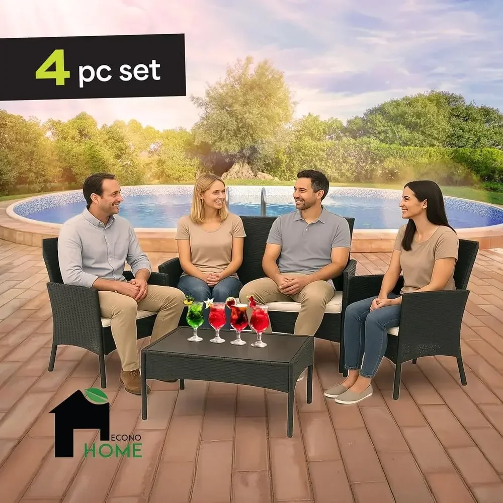 Juego de Muebles de Patio de 4 - Outdoor Furniture Loveseat reseña y precio