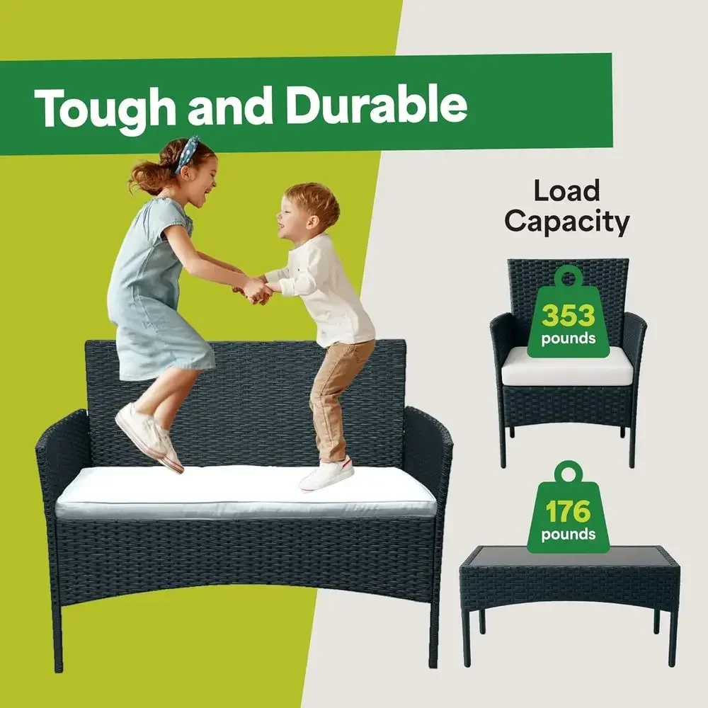 Juego de Muebles de Patio de 4 - Outdoor Furniture Loveseat reseña y precio