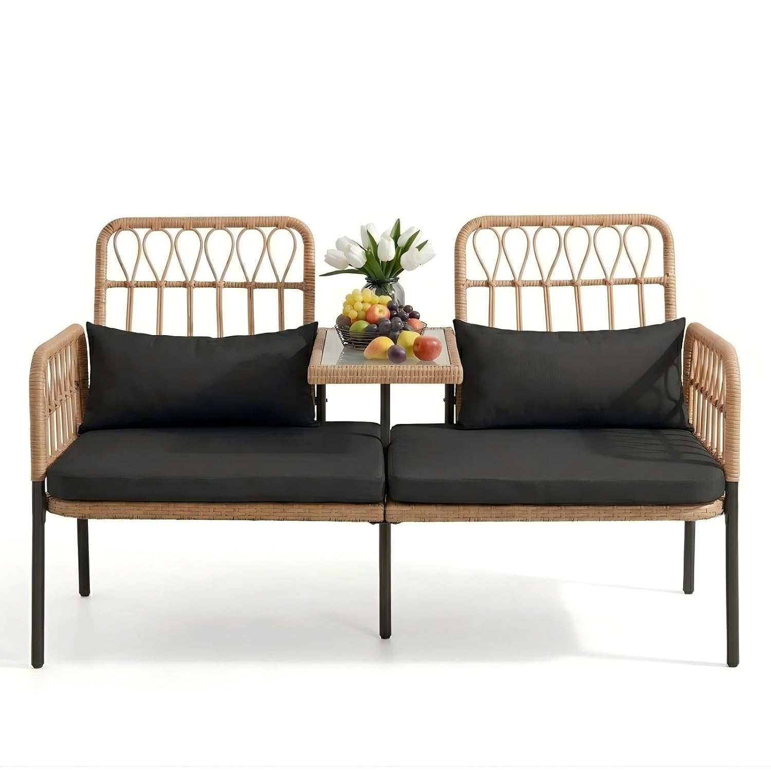 Sofá de Ratán con Mesa de Vidr - Outdoor Furniture Loveseat reseña y precio