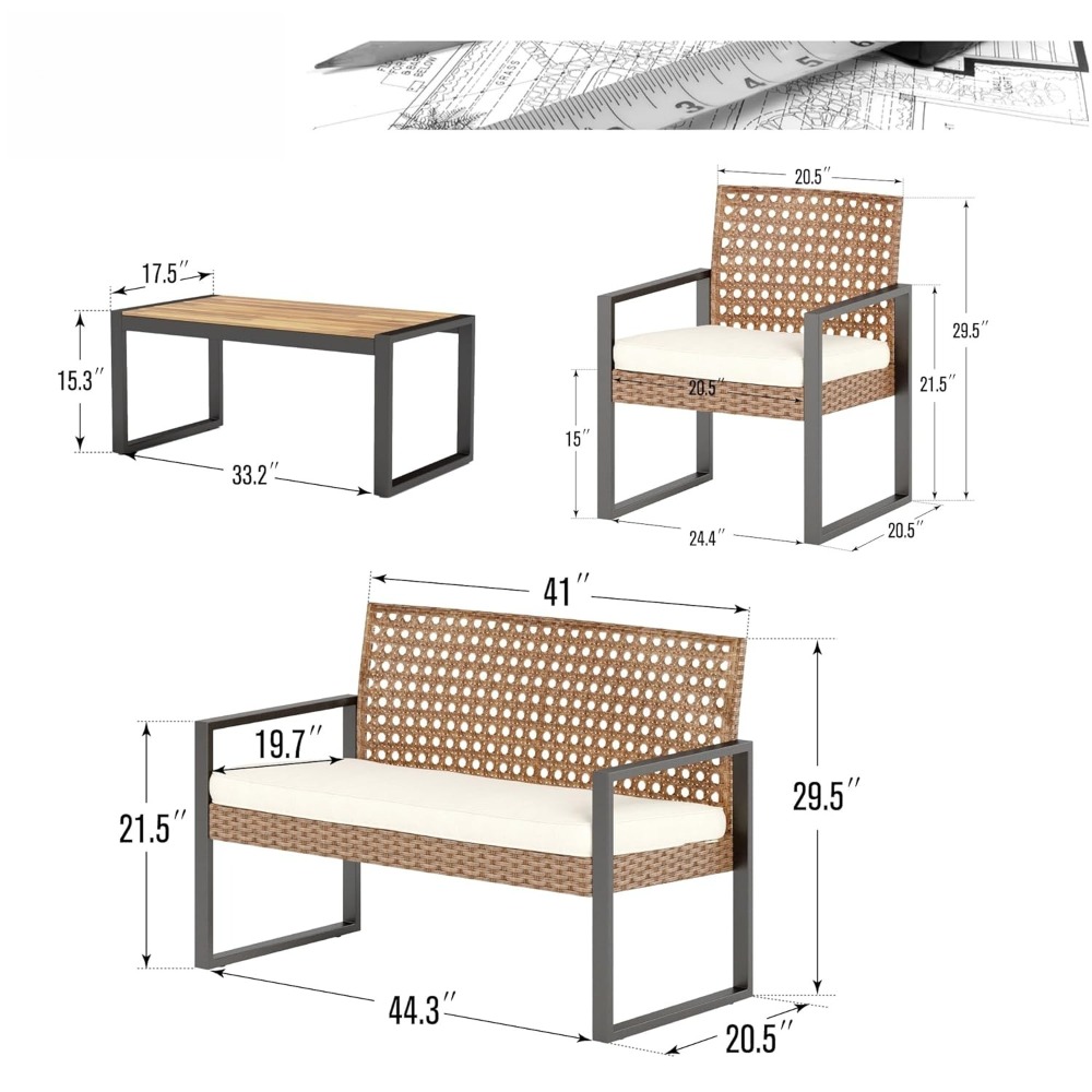 Conjunto de Muebles de Mimbre  - Outdoor Furniture Loveseat reseña y precio