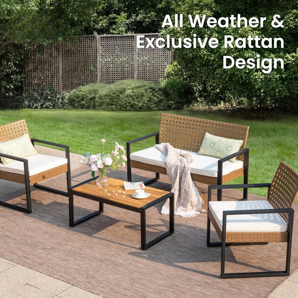 Conjunto de Muebles de Mimbre  - Outdoor Furniture Loveseat reseña y precio