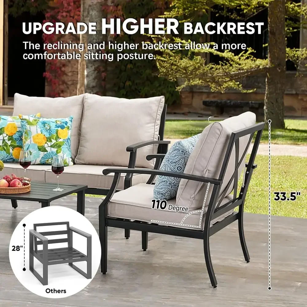 Juego de Muebles de Patio de 4 - Outdoor Furniture Loveseat reseña y precio