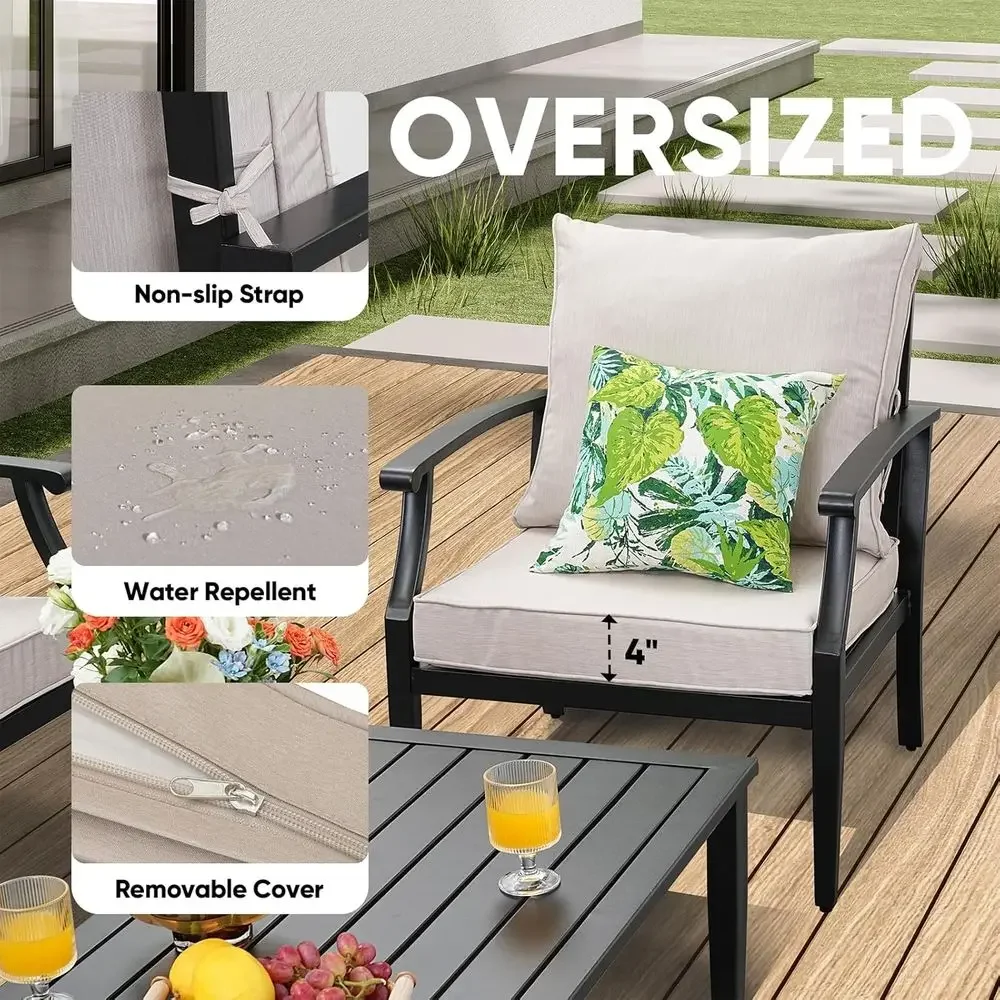 Juego de Muebles de Patio de 4 - Outdoor Furniture Loveseat reseña y precio