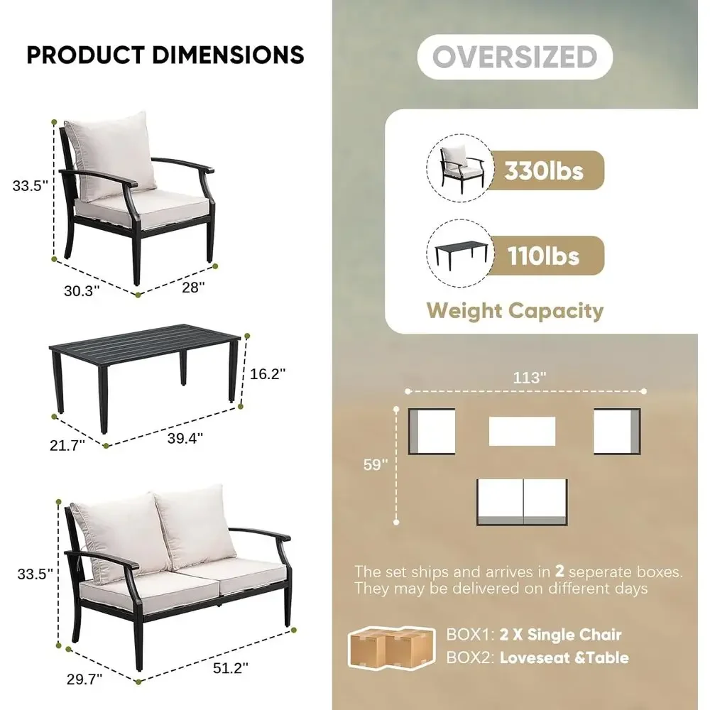 Juego de Muebles de Patio de 4 - Outdoor Furniture Loveseat reseña y precio