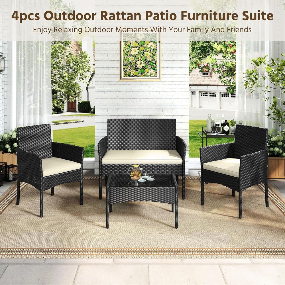 Juego de Muebles de Patio de 4 - Outdoor Furniture Loveseat reseña y precio