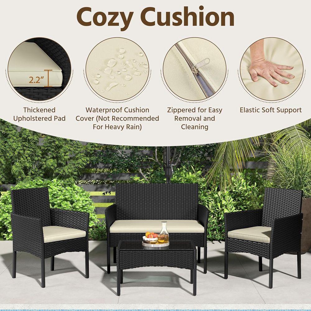 Juego de Muebles de Patio de 4 - Outdoor Furniture Loveseat reseña y precio