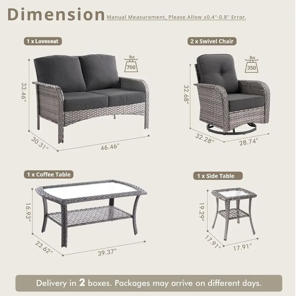 Juego de Muebles de Patio de 5 - Outdoor Furniture Loveseat reseña y precio