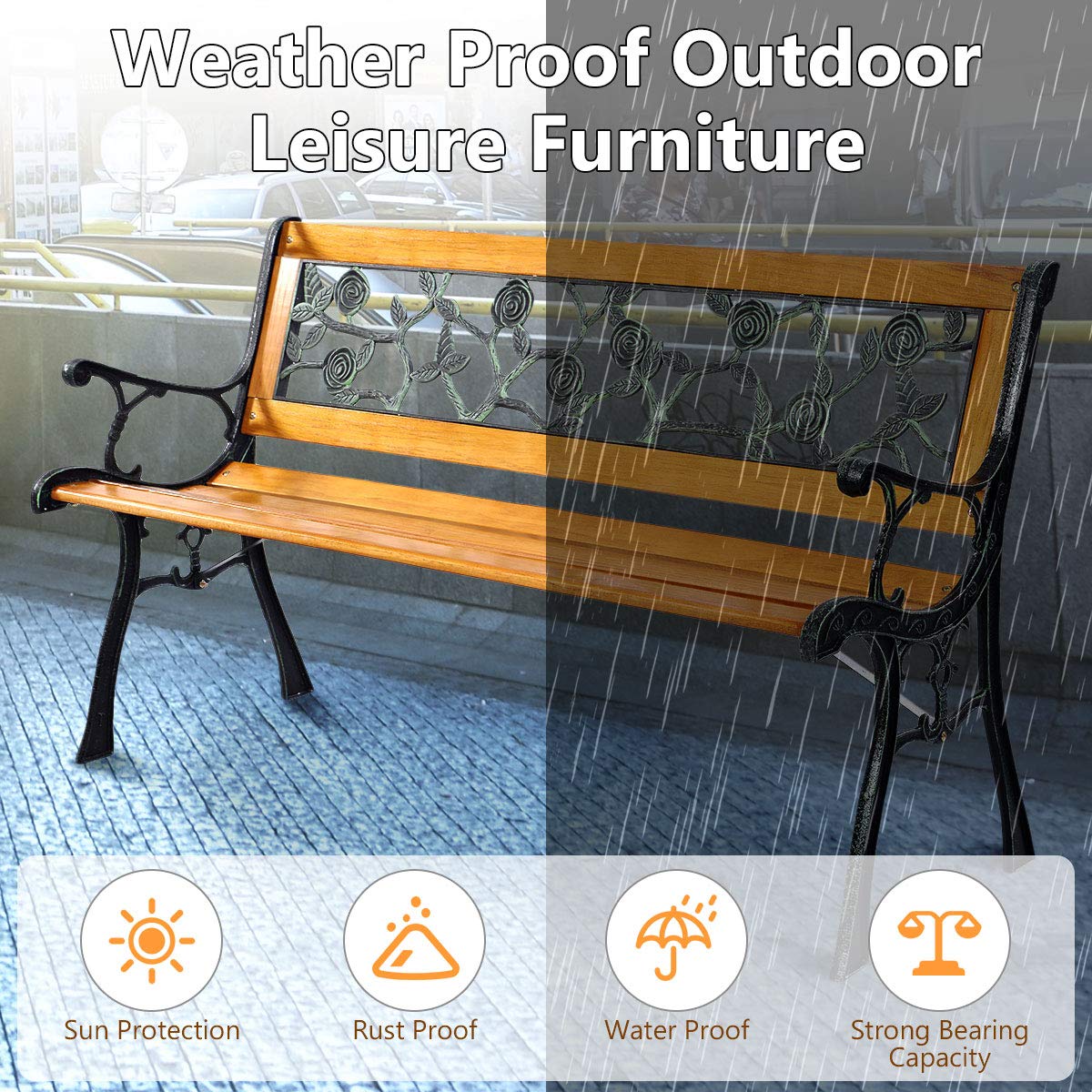 Banco de jardín de 50'' para e - Outdoor Furniture Loveseat reseña y precio