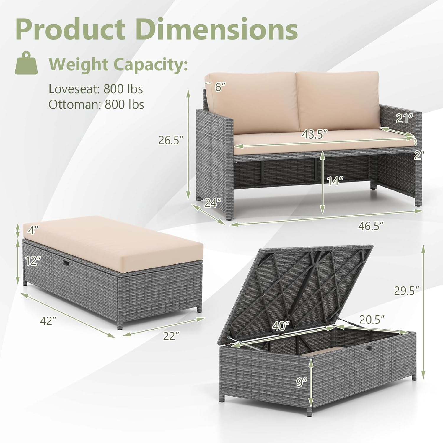 Sofá Cama de Mimbre para Patio - Outdoor Furniture Loveseat reseña y precio