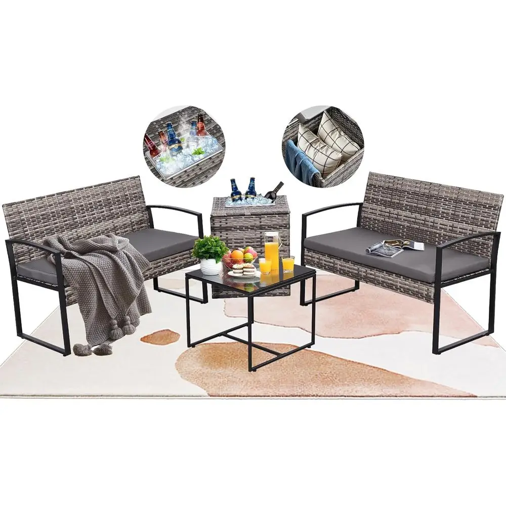 Juego de Muebles de Patio de 4 - Outdoor Furniture Loveseat reseña y precio