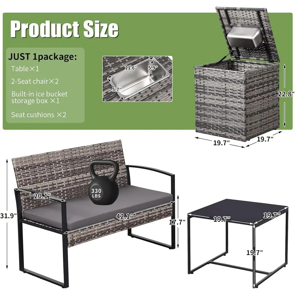 Juego de Muebles de Patio de 4 - Outdoor Furniture Loveseat reseña y precio