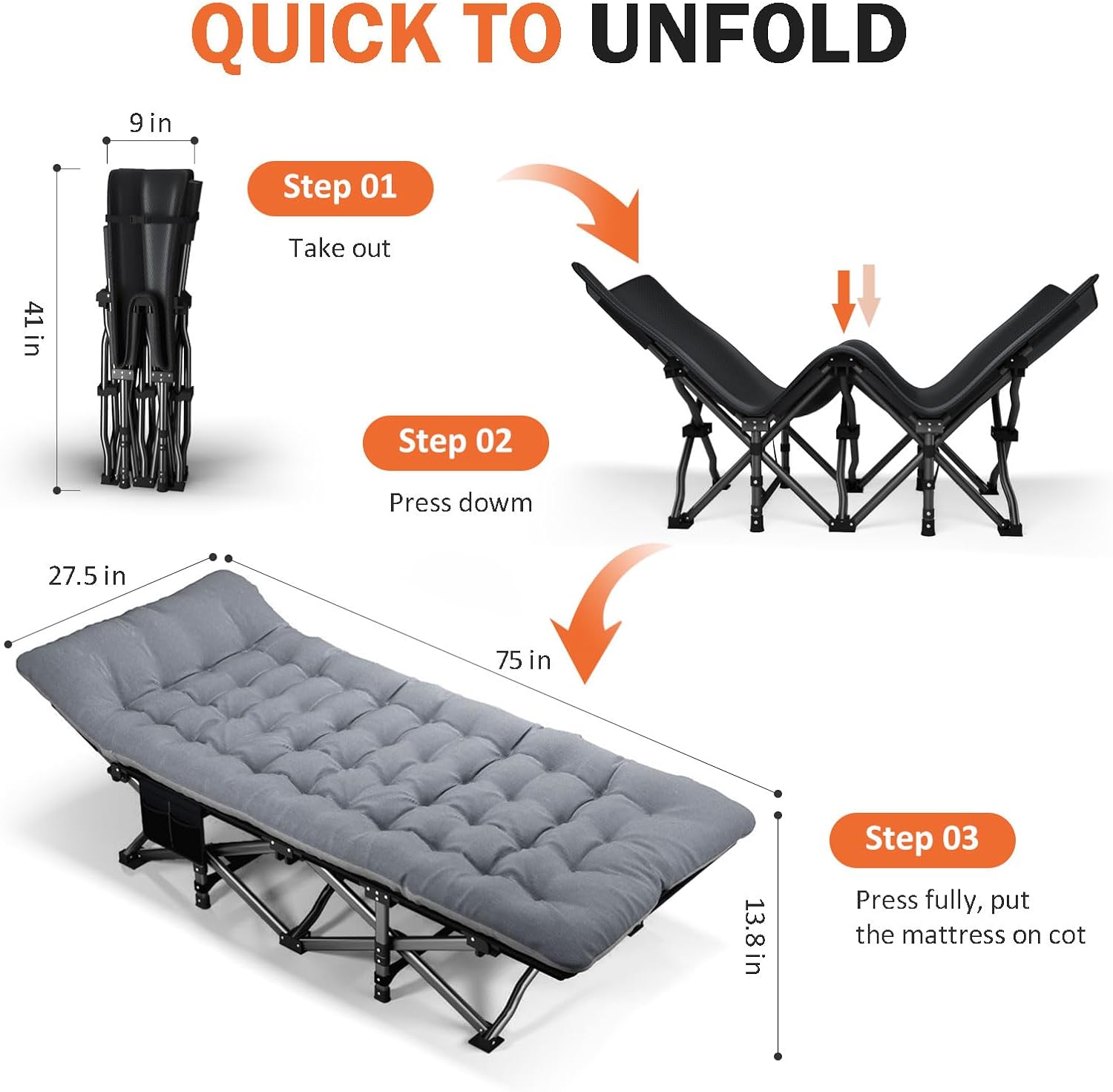 Cama de Campaña Plegable para  - Camping Cot Foldable reseña y precio