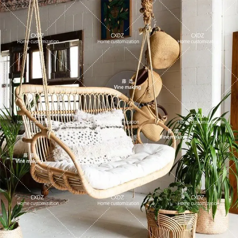 Silla colgante doble de ratán  - Outdoor Furniture Bali Style reseña y precio