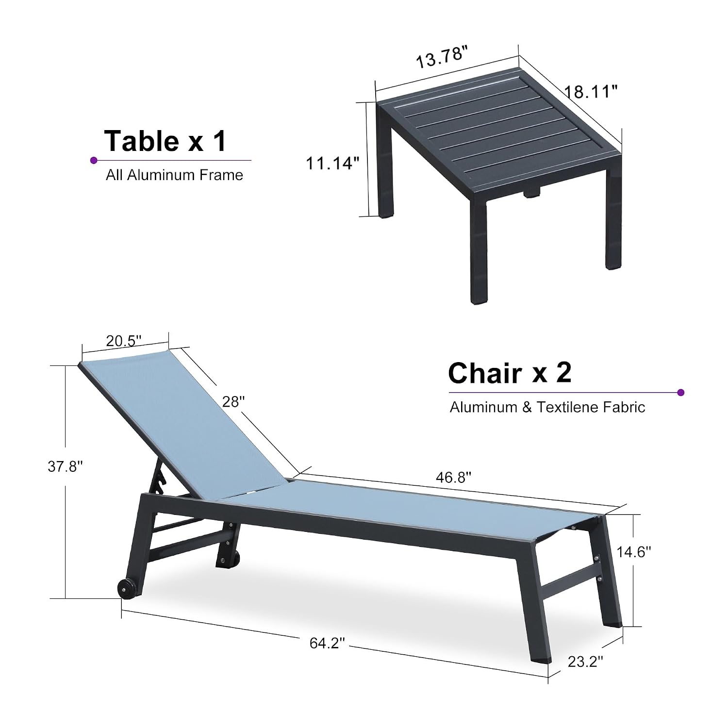 Conjunto de Sillones Reclinabl - Outdoor Furniture Quick Dry reseña y precio