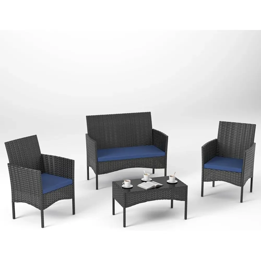 Juego de Muebles de Patio de 4 - Outdoor Furniture Loveseat reseña y precio