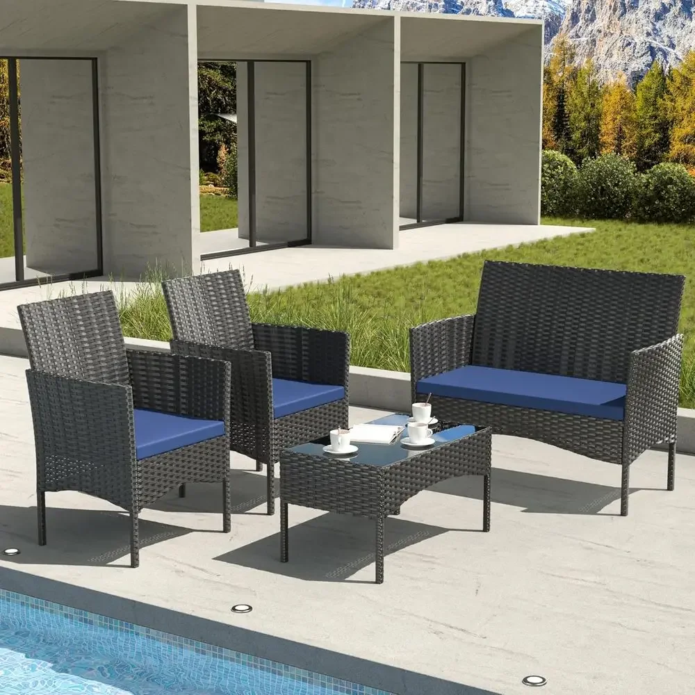 Juego de Muebles de Patio de 4 - Outdoor Furniture Loveseat reseña y precio