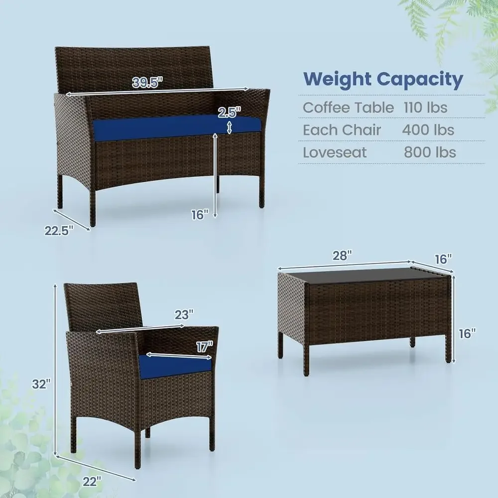 Juego de Muebles de Patio de 4 - Outdoor Furniture Loveseat reseña y precio